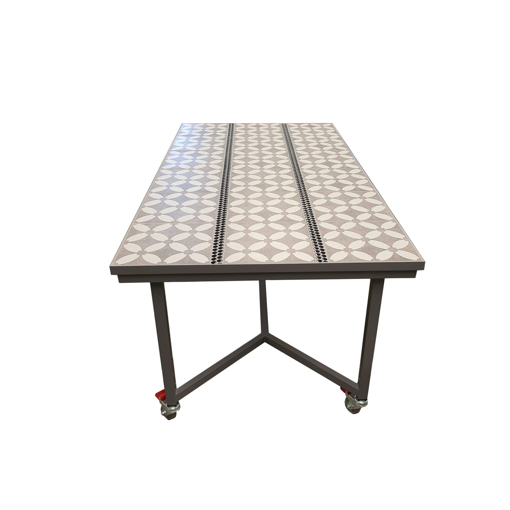 V Shape Table with Tiles & Pebbles